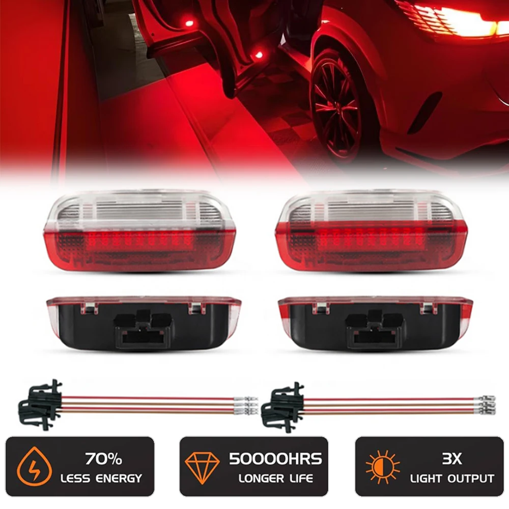 4x Front Rear Interior Car Door Panel Courtesy LED Welcome Light for VW Atlas Arteon New Beetle EOS Golf Jetta Passat Polo Vento