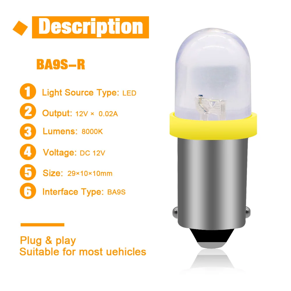 10Pcs GE44 47 T11 T4W BA9S H6W 3886X 1895 64111 Pinball Game Machine Led Bulbs convex Car Instrument Cluster Interior Lights 12V