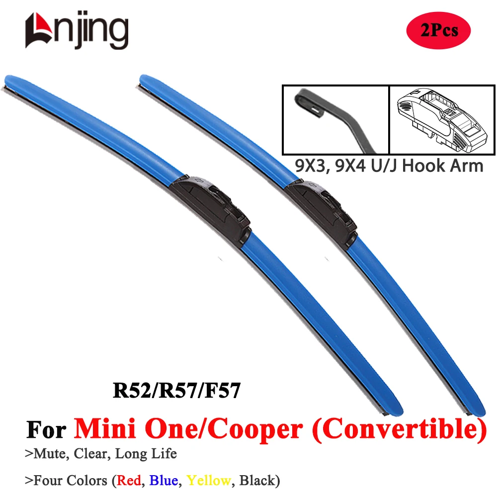 

LNJING Colorful Wiper Blades For BMW Mini One Cooper Convertible R52 R57 F57 2004 2007 2011 2015 2018 2022 2024 Car Accessories