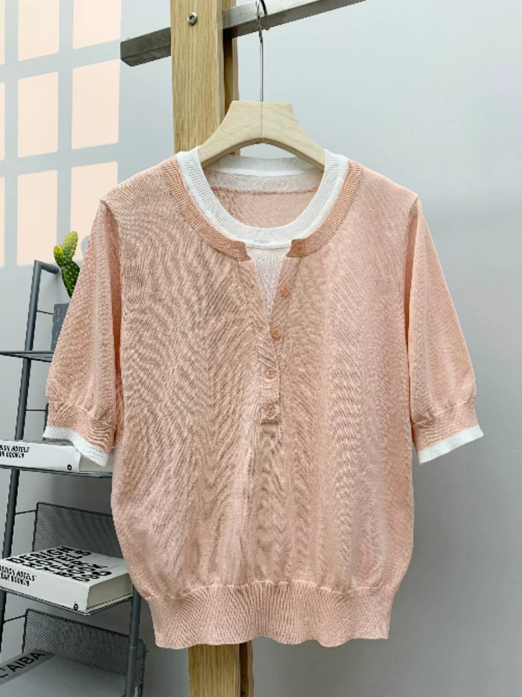 

Comfortable round Ne ort Sve Knitted Sweater Fake Two-Piece Casual Versatile Slimming Korean Sle Commute Loose Fit