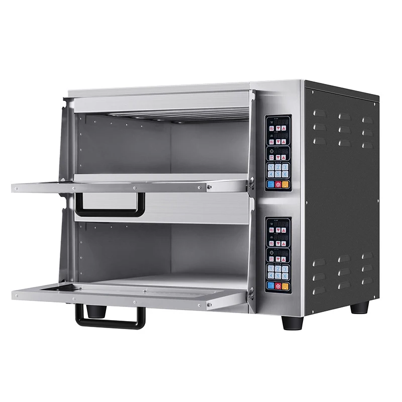 Horno de Pizza de Una Plataforma CP03, Temperatura Controlada por Computadora, Horno Eléctrico Comercial de Doble Plataforma con Superficie de Piedra Redonda (Personalizado)