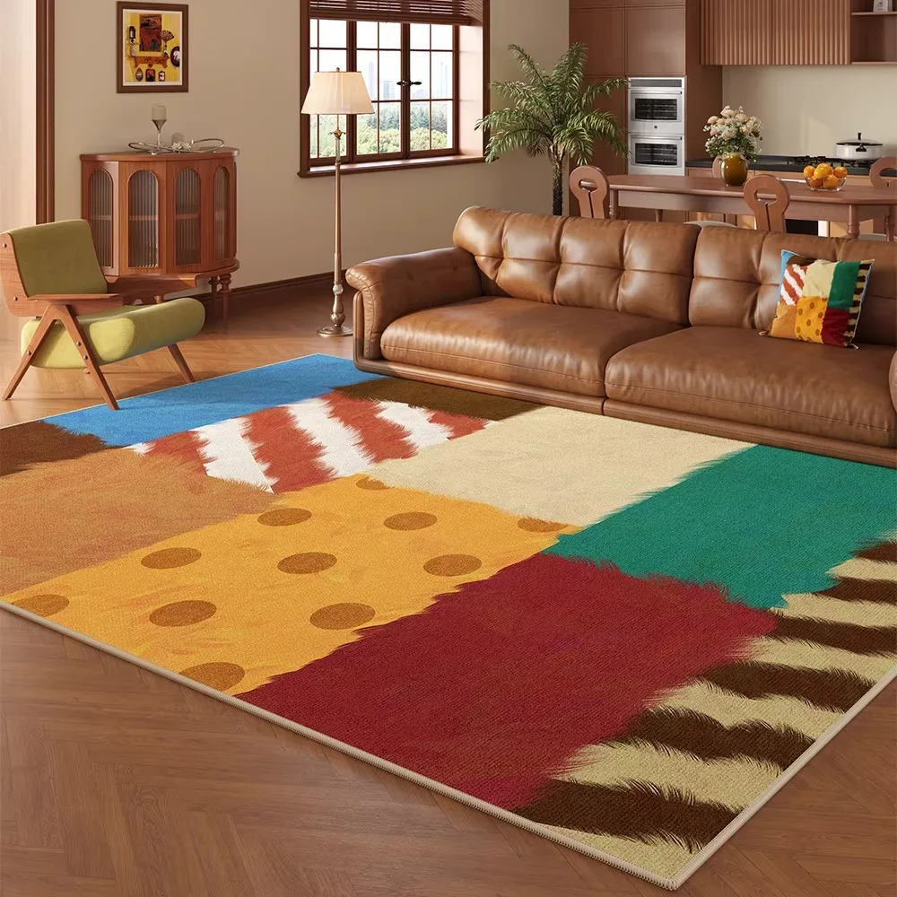 Large Rug for Living Room Short Plush Color Blocking Bedroom Rugs Coffee Tables Floor Mat Home Decoration Alfombra Salón Grande