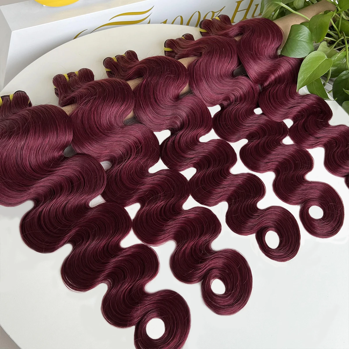 99J Straight Brazilian Human Hair Bundles Body Wave Burgundy Red Hair Weave Bundles 1/3/4 PCS Raw  Bundles Deals Hair Extensions