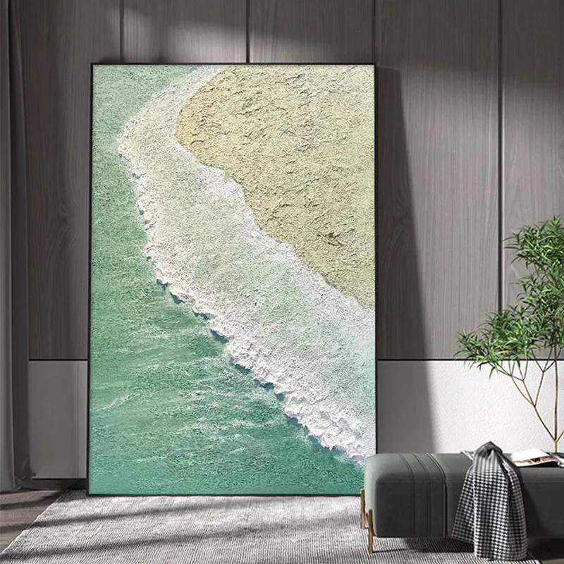 طباعة فنية بنسيج الموجة الساحلية - ديكور جداري لمشهد المحيط الهادئ لغرفة المعيشة وغرفة النوم، ملصق مطبوع عالي الجودة، غير مؤطر