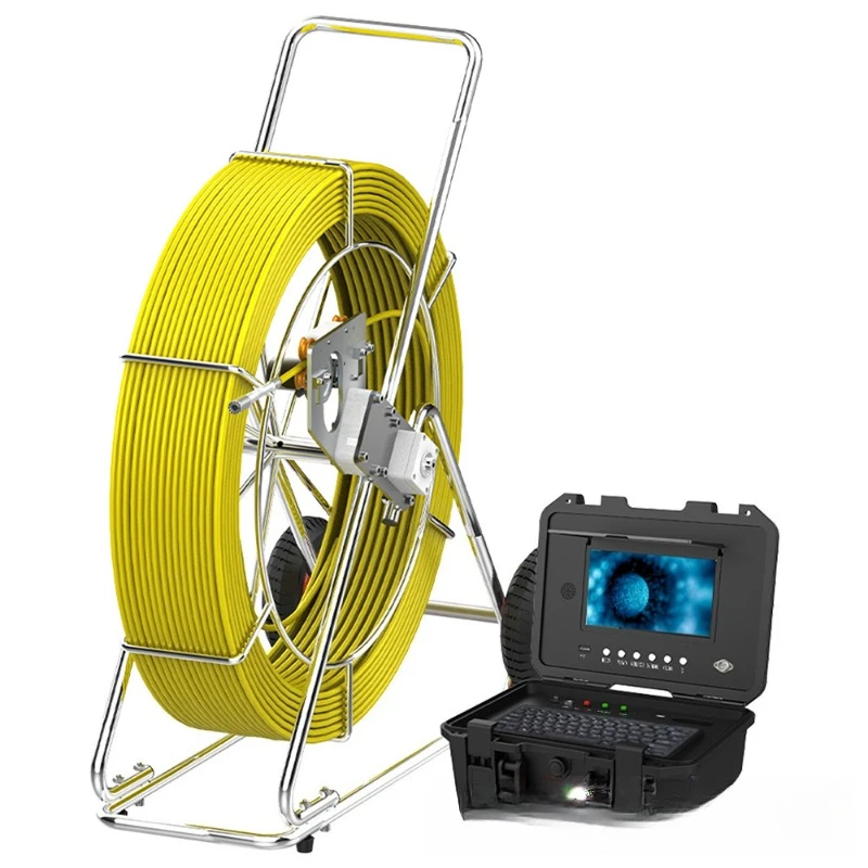 

200 meters industrial pipeline endoscope video inspection system 9MM cable 9 inch large sewer camera