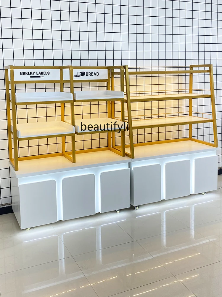 Customized Bread Counter Display Cabinet Cake Pastry Shop Baking Side Island Dry Point Cabinet Display Rack Cabinet