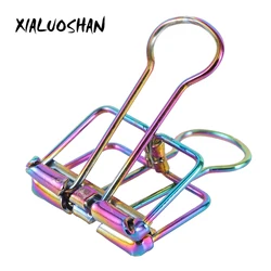 5Pcs Metal Hollow Long Tail Binder Clips Plating Rainbow Color Papers Ticket Bill Receipt Photo Organizing Clasps Sealing Clip