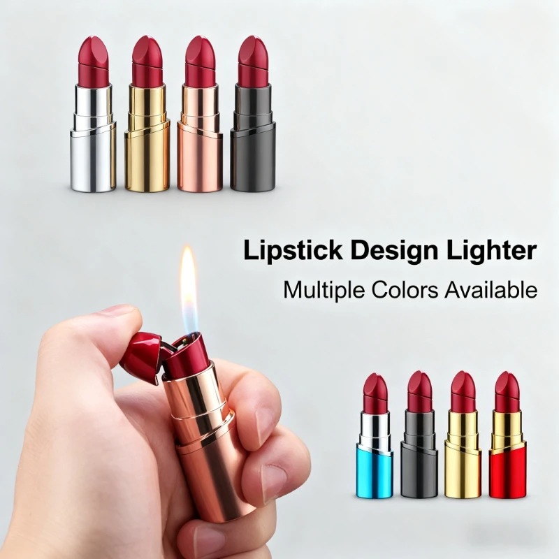 

Новая зажигалка в форме губной помады — дизайн с открытым пламенем на бутане, портативный аксессуар для курения для женщин и идеальный рождественский подарок для женщин