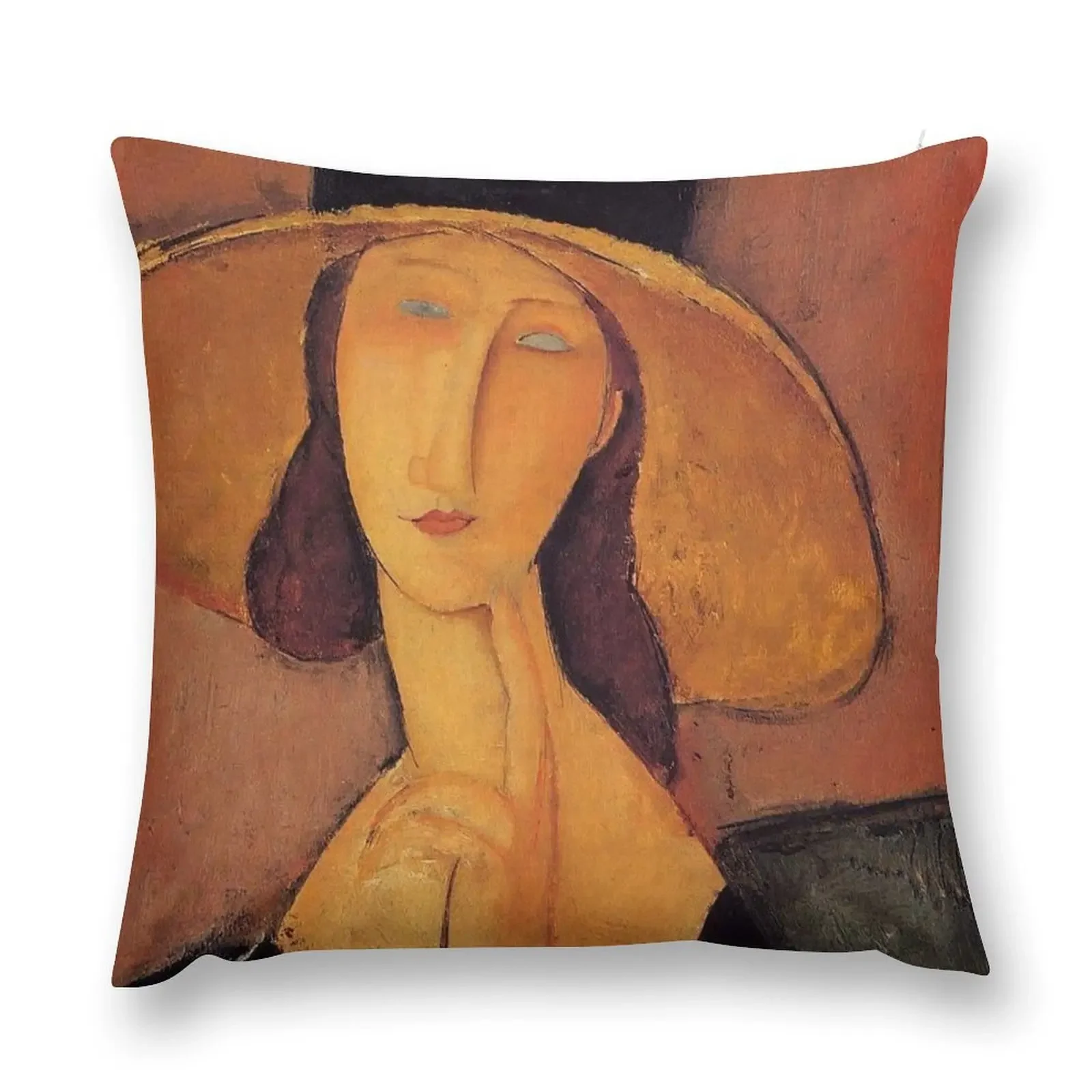 Vintage Amedeo Modigliani - Woman with Hat c1920 Fine Art Throw Pillow christmas pillowcases Pillow Cases Decorative pillow