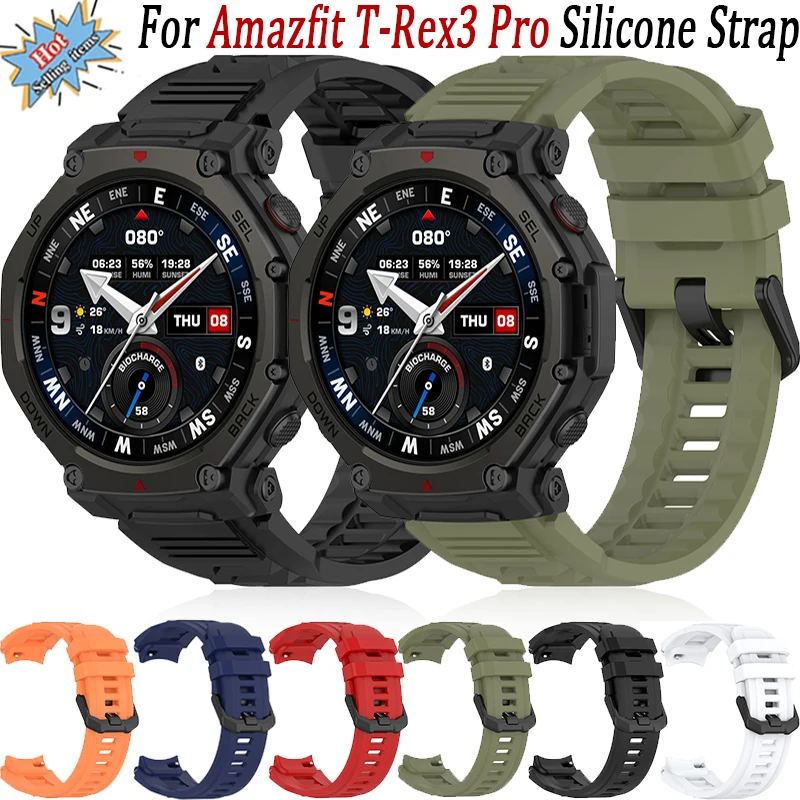 Silicone Strap For Amazfit T-Rex3 Pro SmartWatch Sports Bracelet Replacement Wristband For Amazfit T-Rex3 Pro 48mm Accessories