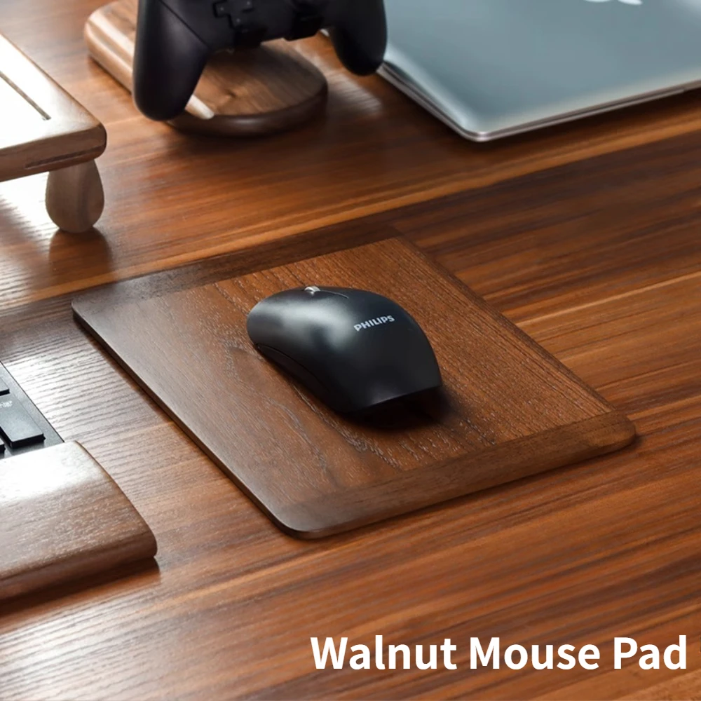 Walnut Mouse Pad 5mm Smooth Surface Rubber Anti-slip  Creative Eco-friendly Wooden Desk Mat FPS Office Gaming Accessories Gift