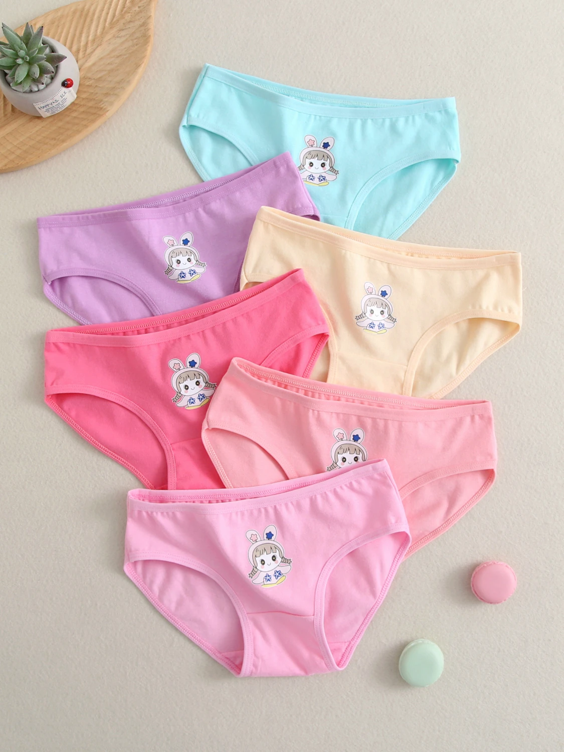 6 Pack Cute Girl Kids Panties Cotton Comfortable Daily Briefs Underwear