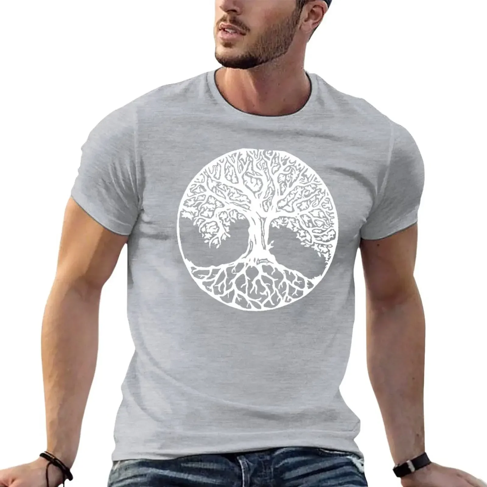 Yggdrasil Kamon T-Shirt Blouse summer clothes for a boy mens plain t shirts Crewneck Round Collar heavyweight Informal fashion