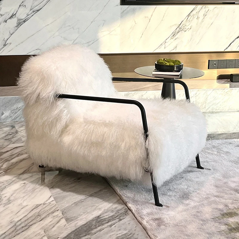 

Lamb wool leisure chair simple modern living room sofa chair