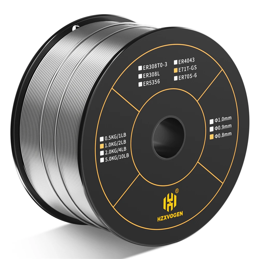 HZXVOGEN 0,8 mm 1 kg Schweißdraht, 1 Rolle E71T-GS, gasloses MIG-Schweißgerät, Zubehör, 2 Pfund Flussdraht für MIG-Löten