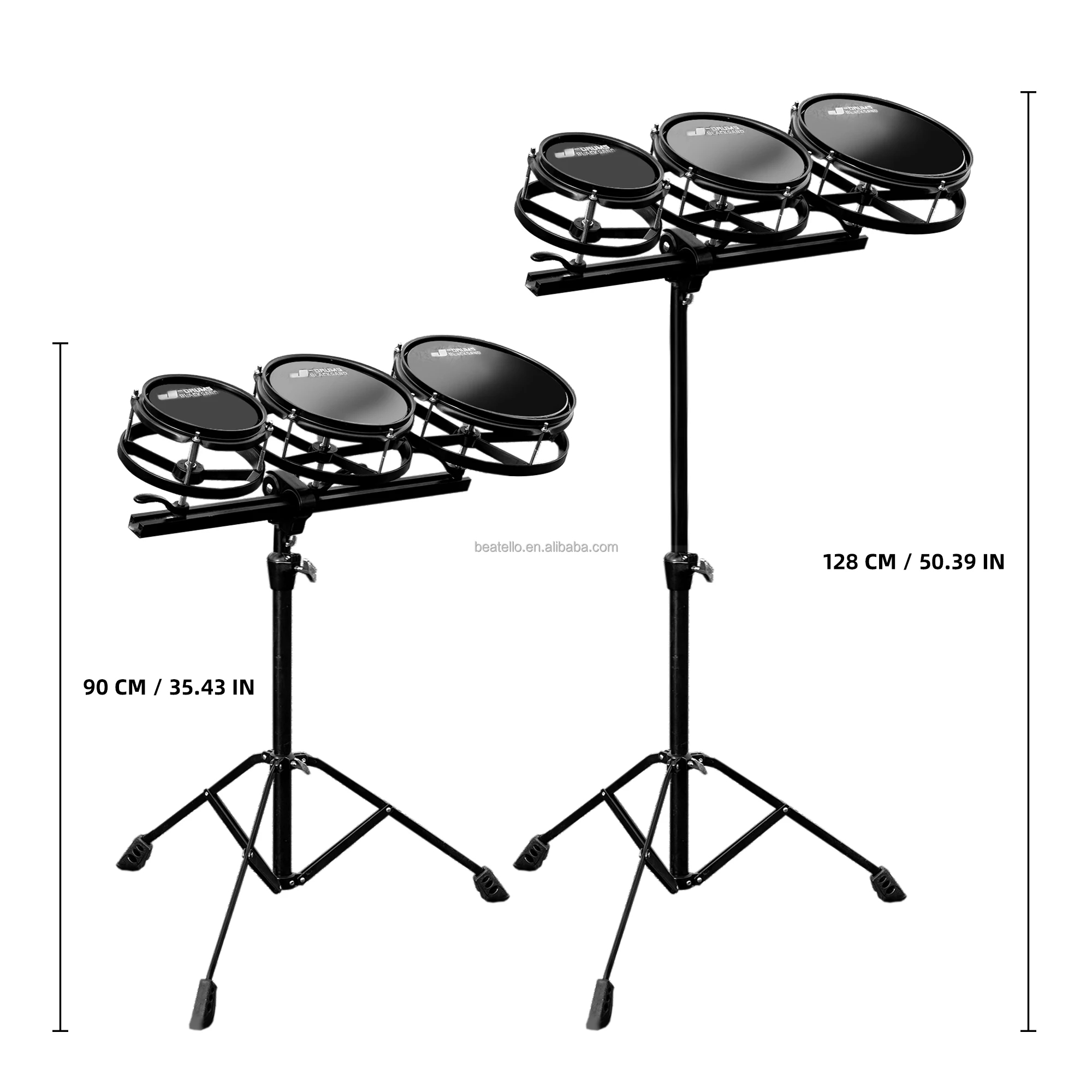 Tres piezas Tom Drums 6 ''8'' 10 '' Instrumento musical de percusión Concierto Tom Drum Set Roto Tom Drums Set con soportes