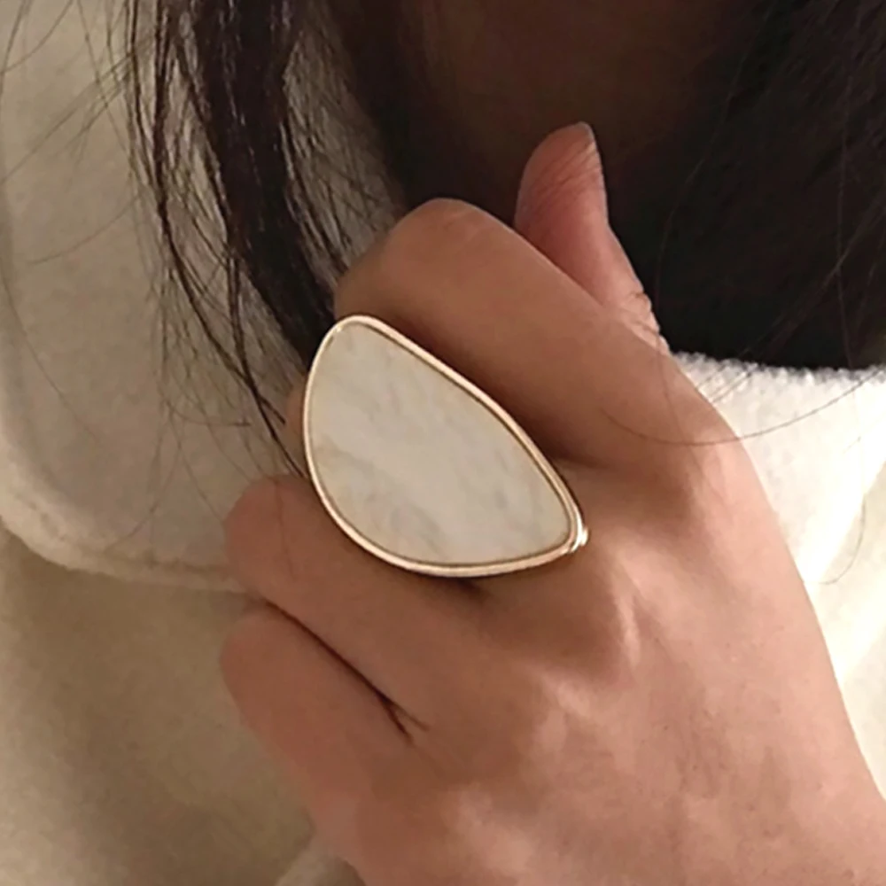 טבעות נשים בסגנון אופנה עם ציפוי אצטט, טבעת מתכווננת אובלית מאקריליק רזין גיאומטריות מגניבות לחתונה