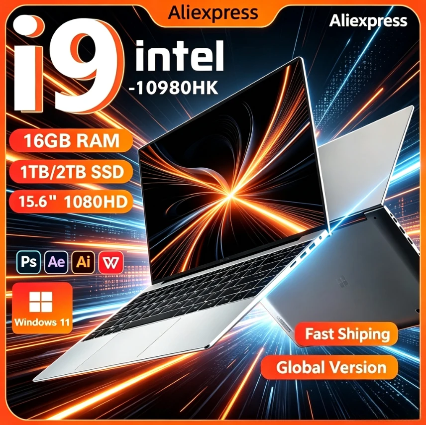 15.6' Intel Core I9 10980HK Windows 11 Pro Laptop Computer 32GB RAM 512GB 1TB 2TB SSD Portable Notebook PC Office Study Laptops