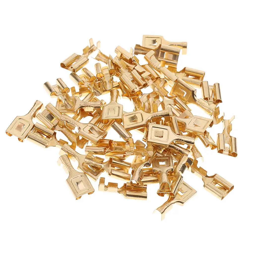 Easy Install 50Pcs Brass Terminal Female Spade Connector 7.8mm