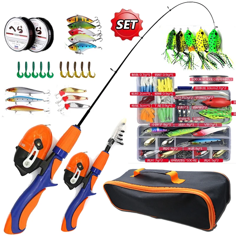 

Fishing Rod Full Kits 1.3M Telescopic Spinning Reel Baits Lure Set Combo Bag Fishing Gear Travel Accessories Hooks Pole Beginner