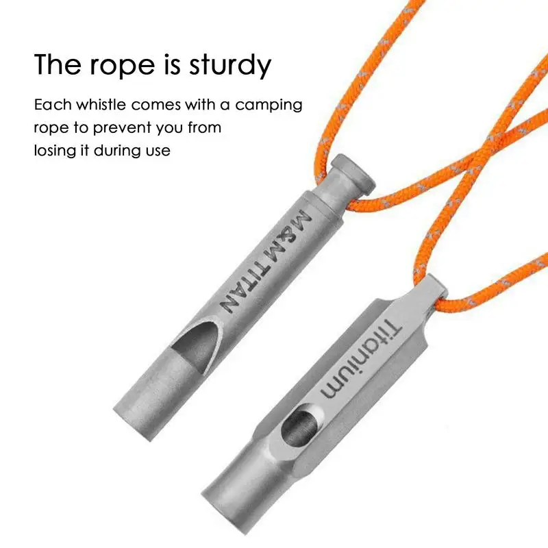 Hiking Whistle Safety Whistle Rope-Attached High Decibel Titanium Survival Whistle High Frequency Outdoor Survival Supplies