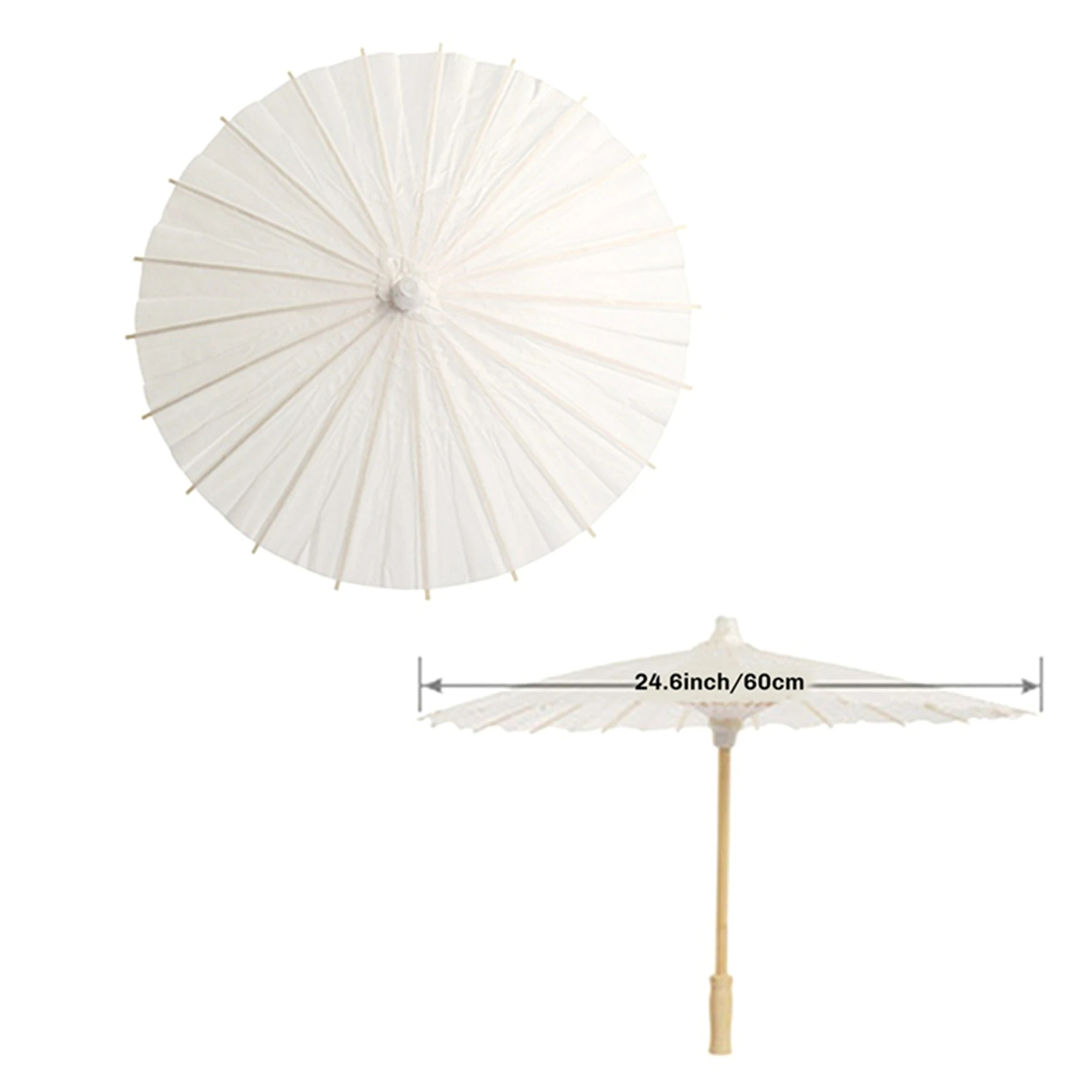 A72z 2 guarda-sol de papel guarda-chuva de praia branco diy guarda-chuva fotografia adereços para festa de chá de bebê casamento 60cm/23.6 polegadas