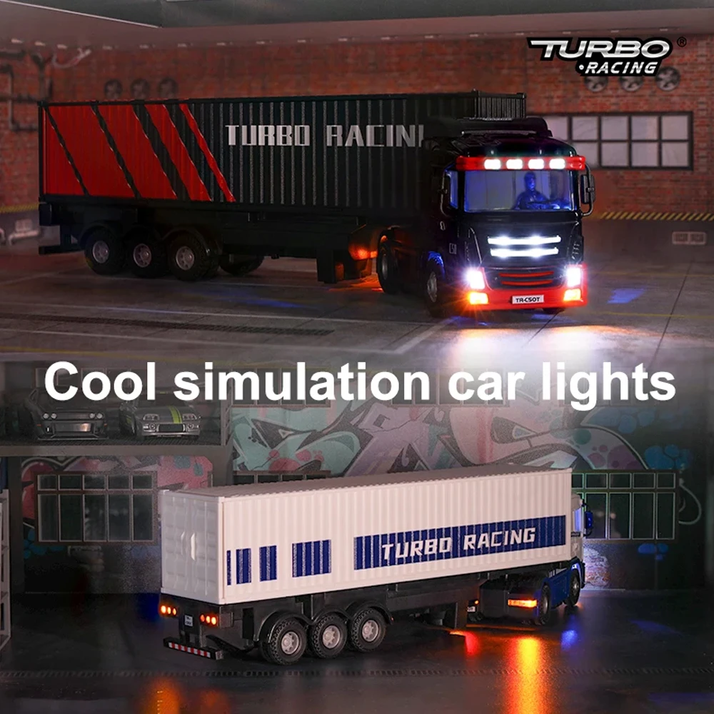 Turbo Racing 1:76 C50 RC Car Semi-truck Full Proportional Remote Control Toys RTR Kit dla dzieci i dorosłych RC Truck