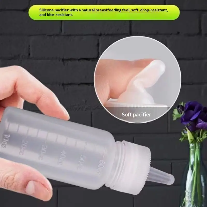 1 Stück 60/100ml Fütterungswerkzeug für Kleintiere Mini-Nippel-Ersatz Katzen-Neugeborenen-Milchflasche Haustier-Pflegeflasche Tierfütterungsflaschen-Set – Detail 4
