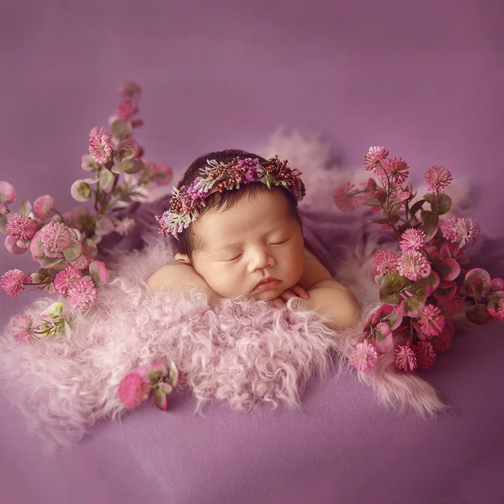 Newborn Props For Photography 100% Wool Mats Photo Shoot Backdrop Headflower Stretch Newborn Swaddle Wrap studio Photoshoot Prop