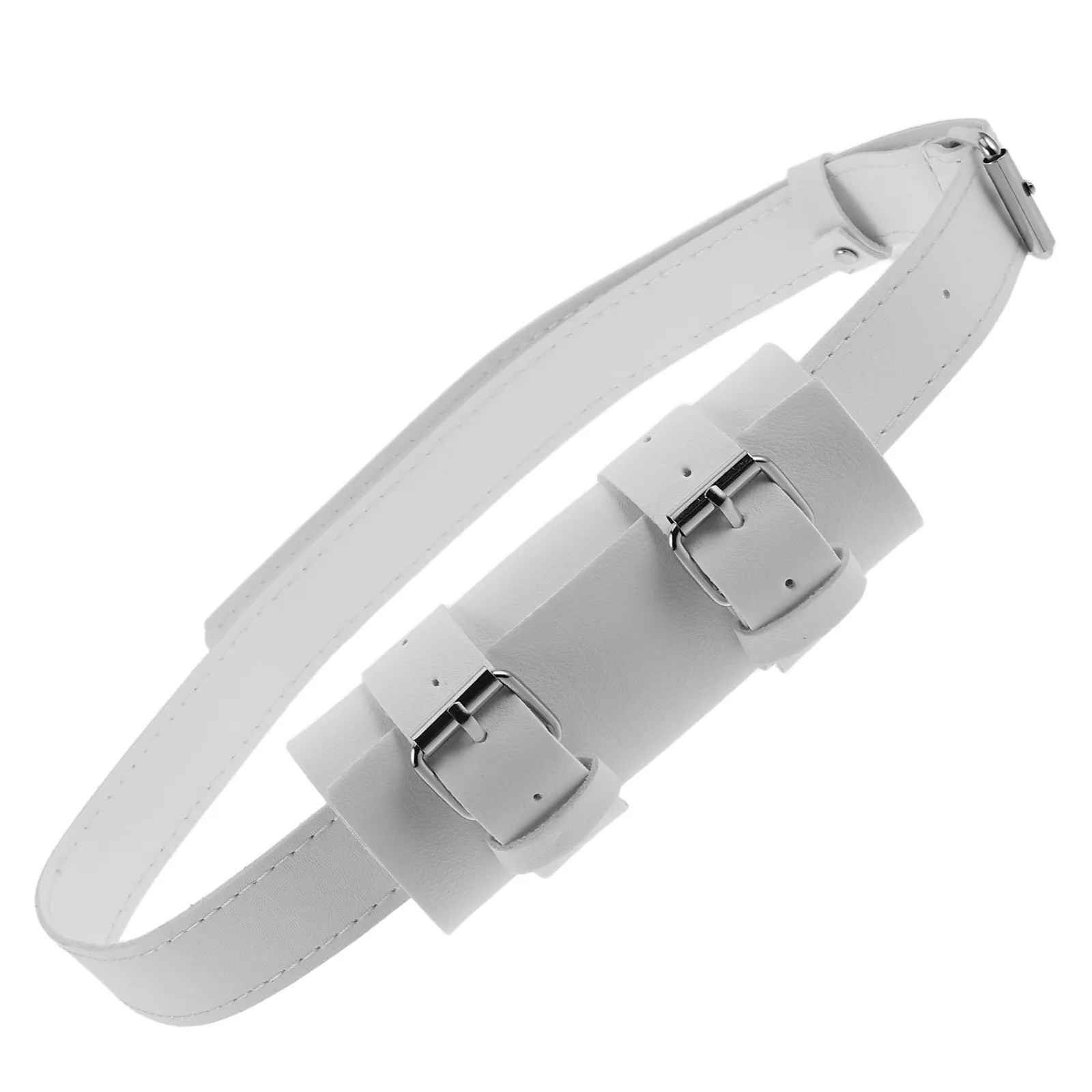 Single White PU Sword Hanger Belt Adjustable Comfortable Waist Strap for Cosplay Medieval Reenactment Stage Performance Sword
