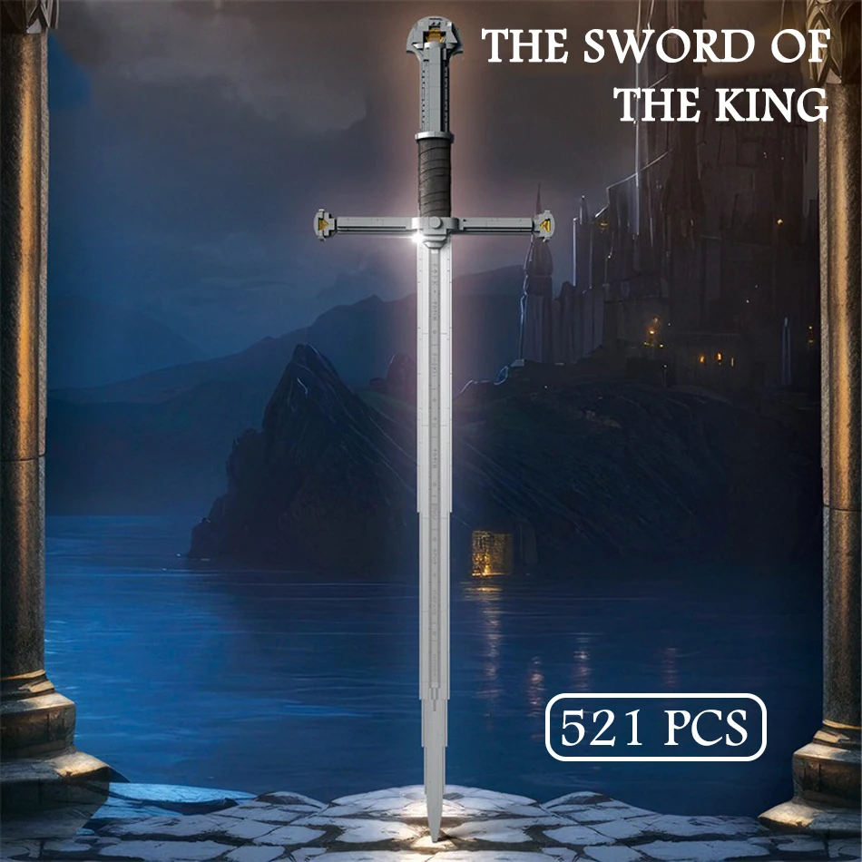 521Pcs MOC Middle-earth The Sword of the King Building Blocks Movies Nasir Andur Sword Model Assembly Bricks Toys Children Gifts