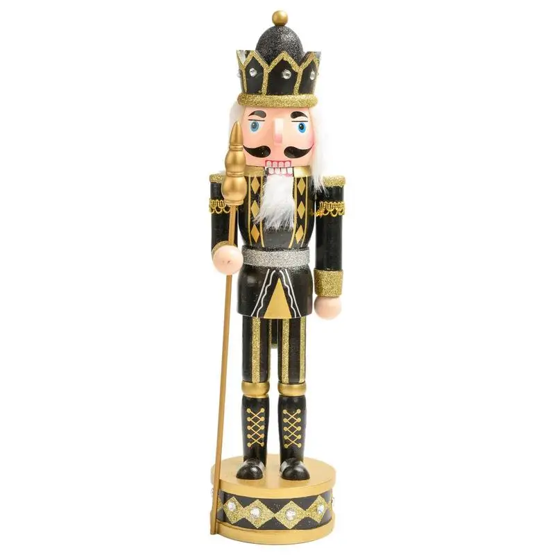 38CM Nutcracker Puppet Soldier Creative Doll Wooden Pendant Handcraft Vintage Gift Ornament Christmas New Year Home Decoration