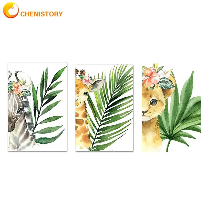 

CHENISTORY 3pc/Set DIY Painting By Numbers Animals Acrylic Paint By Numbers For Adults Animals Picture For Kids Room Decor