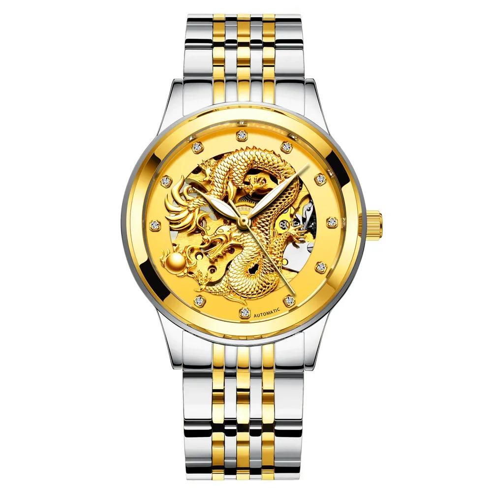 Top Luxury Automatic Mechanical Watches Men Gold Dragon Watch Male Clock Unique Erkek Kol Saati Quartz Watches Montre Femme Часи