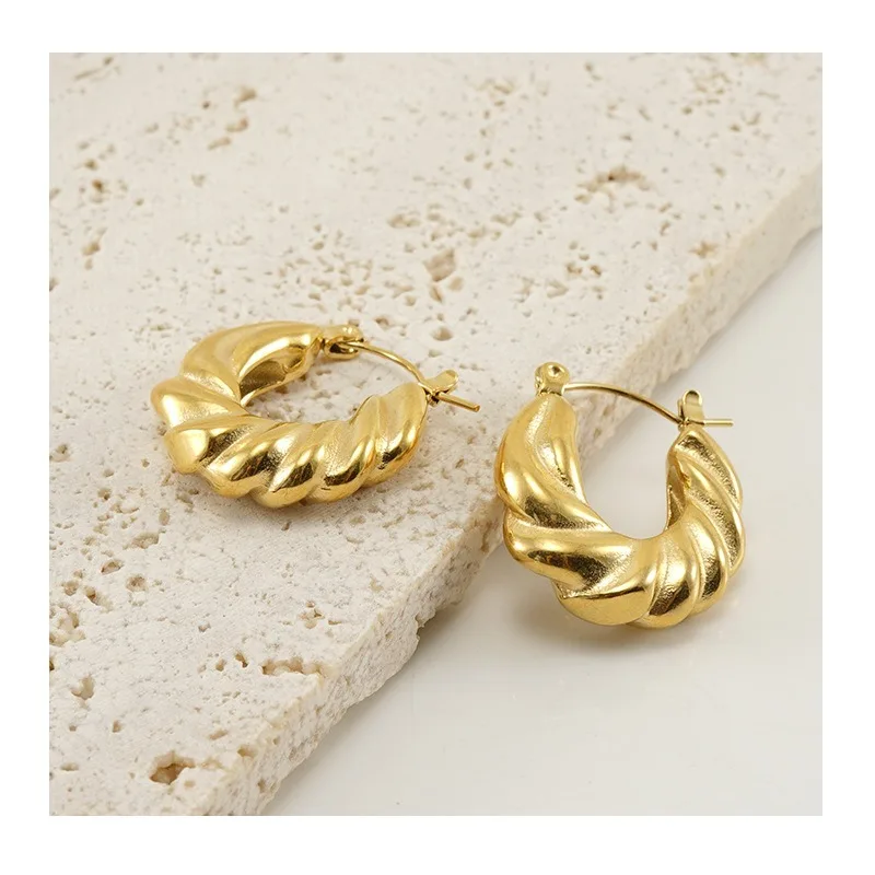 

Fashion Stainless Steel Earrings Internet Celebrity Geometry Titanium Steel Threaded Earrings Metal Trend Earrings Women's