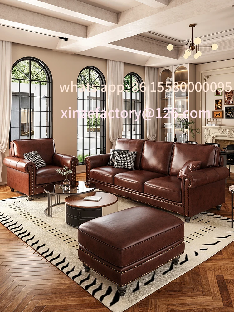 

Customizable antique living room brown retro sofa