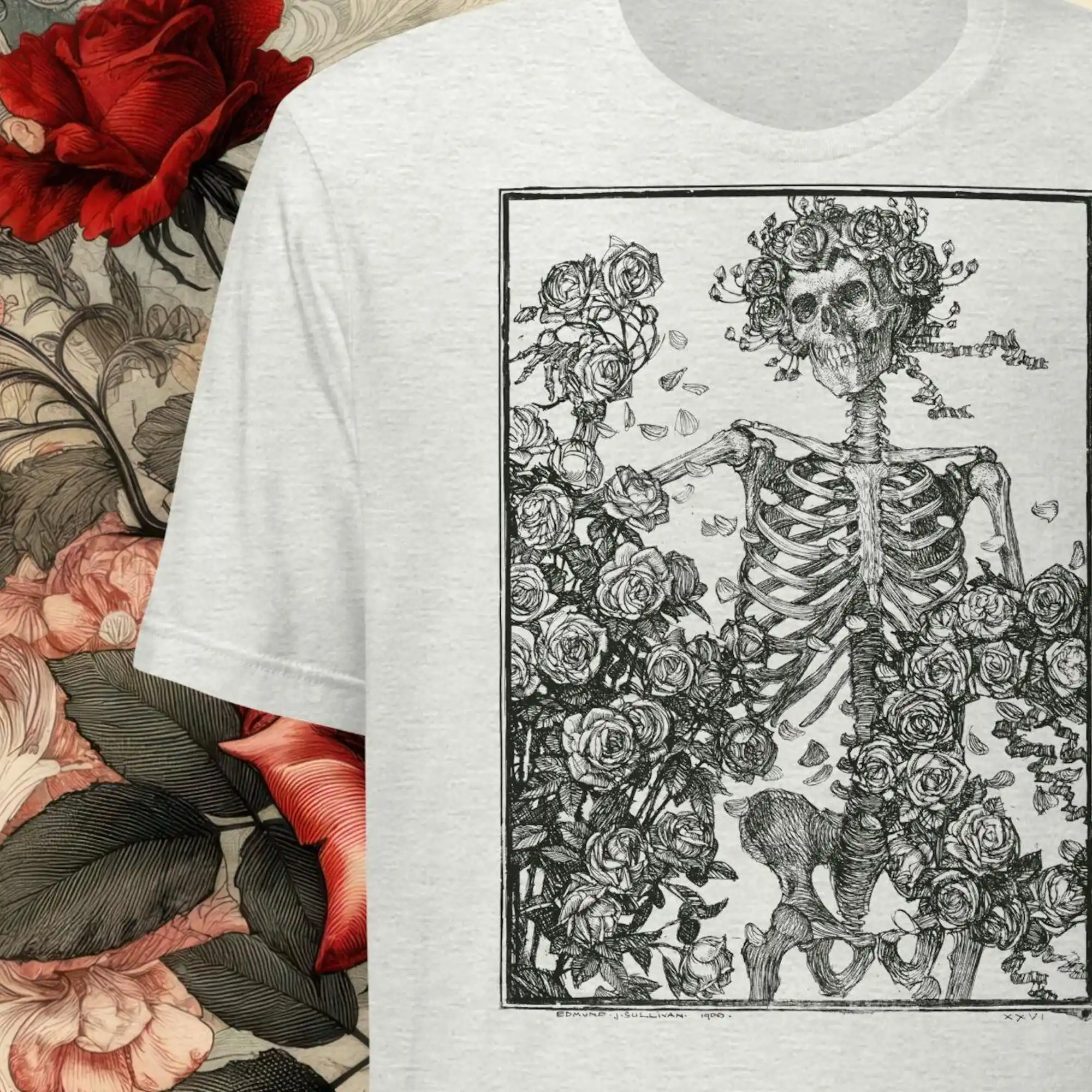 Skeleton With Crown Of Roses Edmund J Sullivan Illustration To Verse 26 Fitzgerald'S Rubáiyát Omar Khayyám Softstyle T Shirt