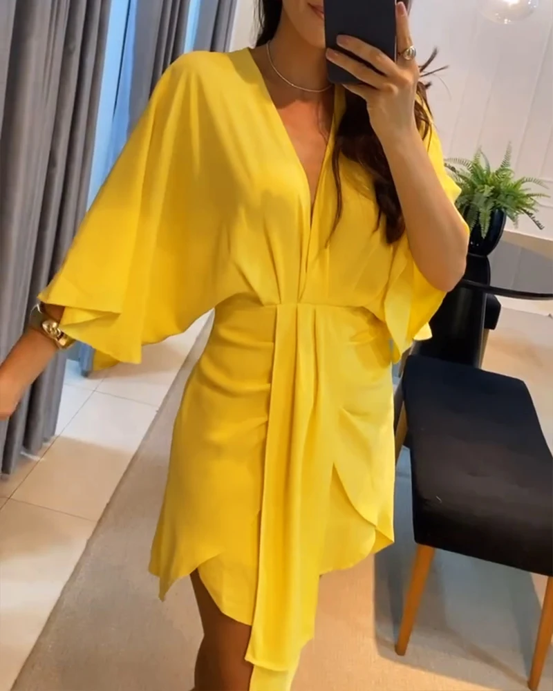 Women Fashionable and Gentle Solid Color Backless Dress Novelty Woman Dress 2025 Elegant Midi Women's Dress