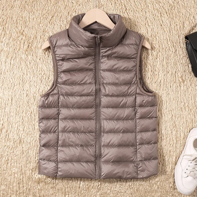 New Women Sleeveless Women\'s Ultra Light Down Vests Slim Jacket Girl Gilet Plus Lightweight Windproof Warm Waistcoat Portable