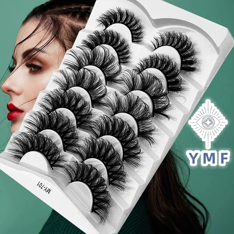 7 Pairs Lashes Mink Fluffy Eyelashes Long Lasting Wispy Dramatic Volume lashes Thick Long Manga Lashes Extension