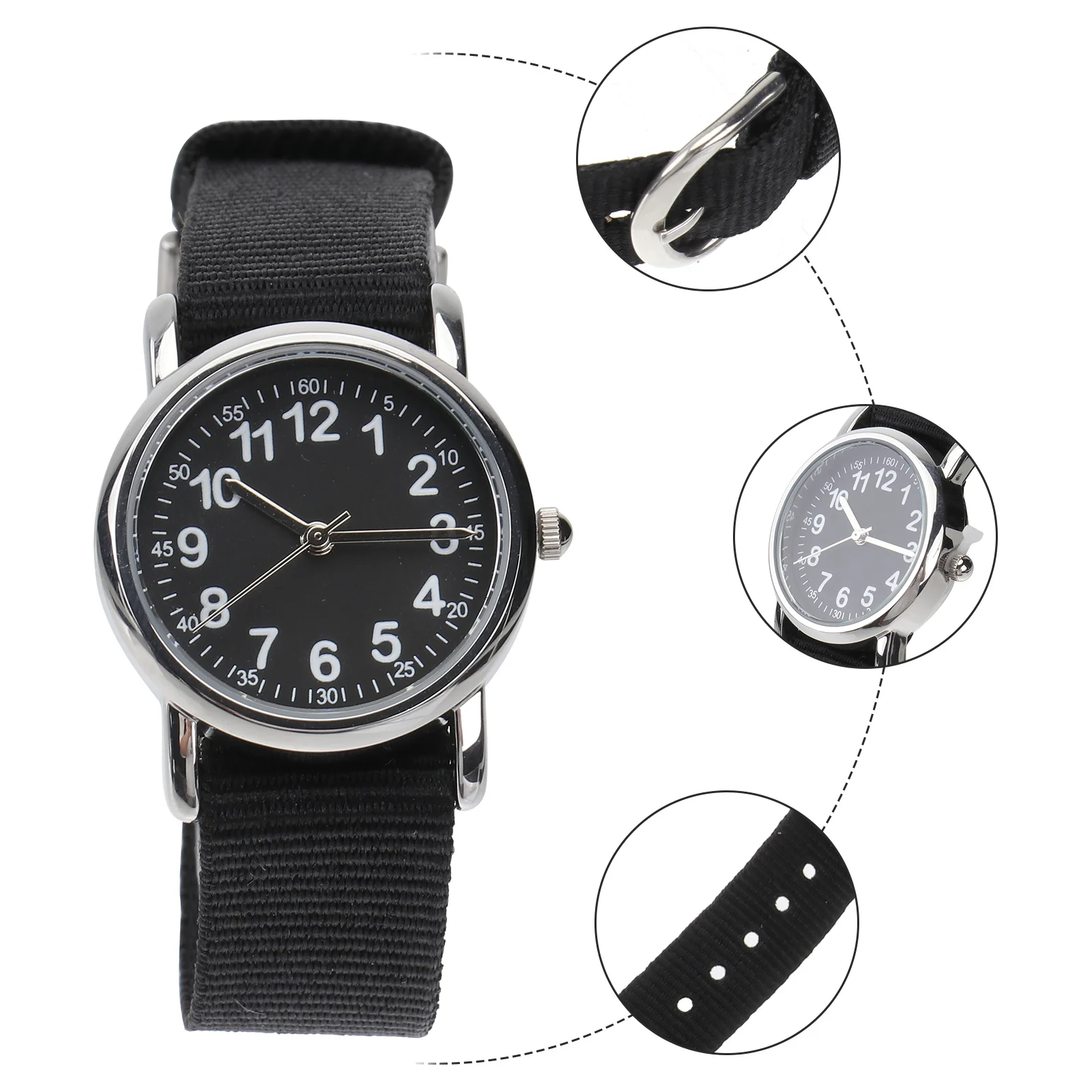 Kids Waterproof Watch Black Braided Band Quartz Movement Accurate Timekeeping For Boys Girls Children'S Wristwatch