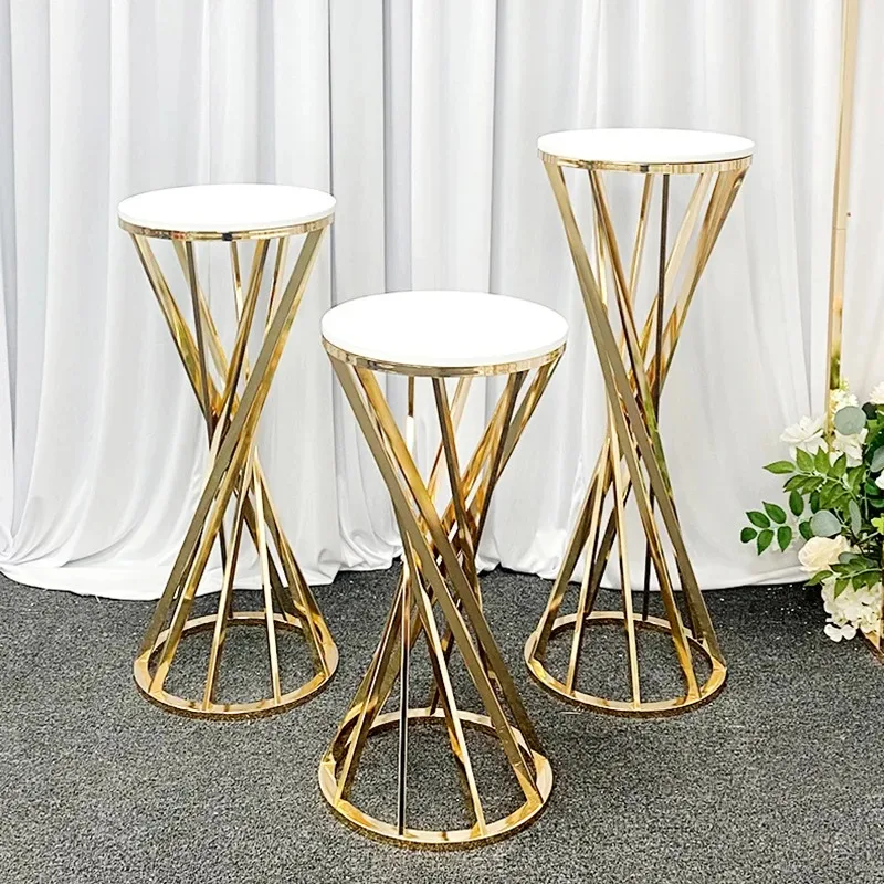 Wedding Gold Cake Plinth Party Dessert Display Table Pedestals Gold Cake Table Party Wedding Decoration Table Flower Stand
