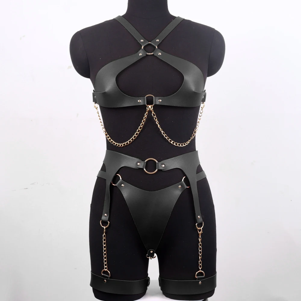 Women Sexy Pu Leather Leg Harness Bdsm Bondage Harness Thigh Garter Belt Gothic Fetish Clothing Garter Rave Exotic Accessorie