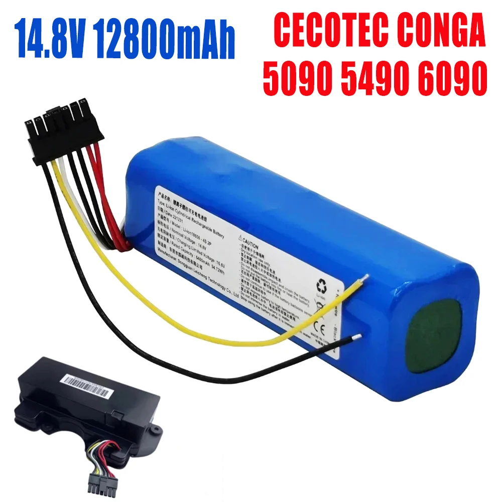 New 14.8V 12800mAh INR18650 MH1-4S2P-300S Robot Battery for Cecotec Conga 5090 5490 6090 Robotic Vacuum Cleaner