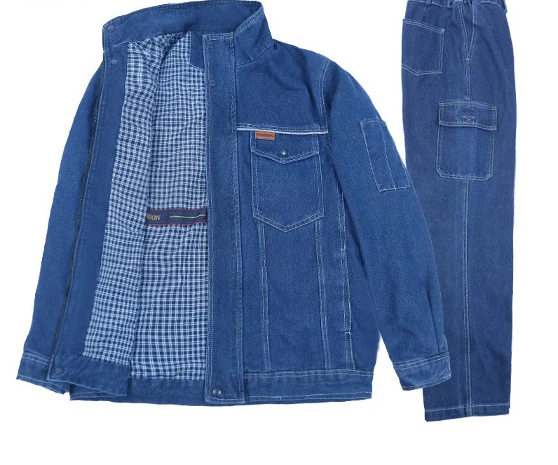Thickened Double Layer Denim Workwear  Welding Work Clothes Pure Cotton Anti-Scalding Protective Suit Wear Resistant