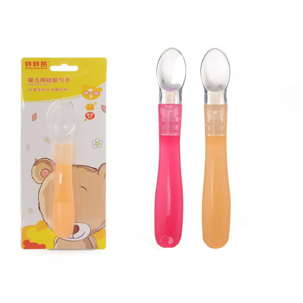 

Silicone Baby Spoon Soft Tip Yellow Feeding Spoon Newborn Tableware Flatware Safe for Babies Children