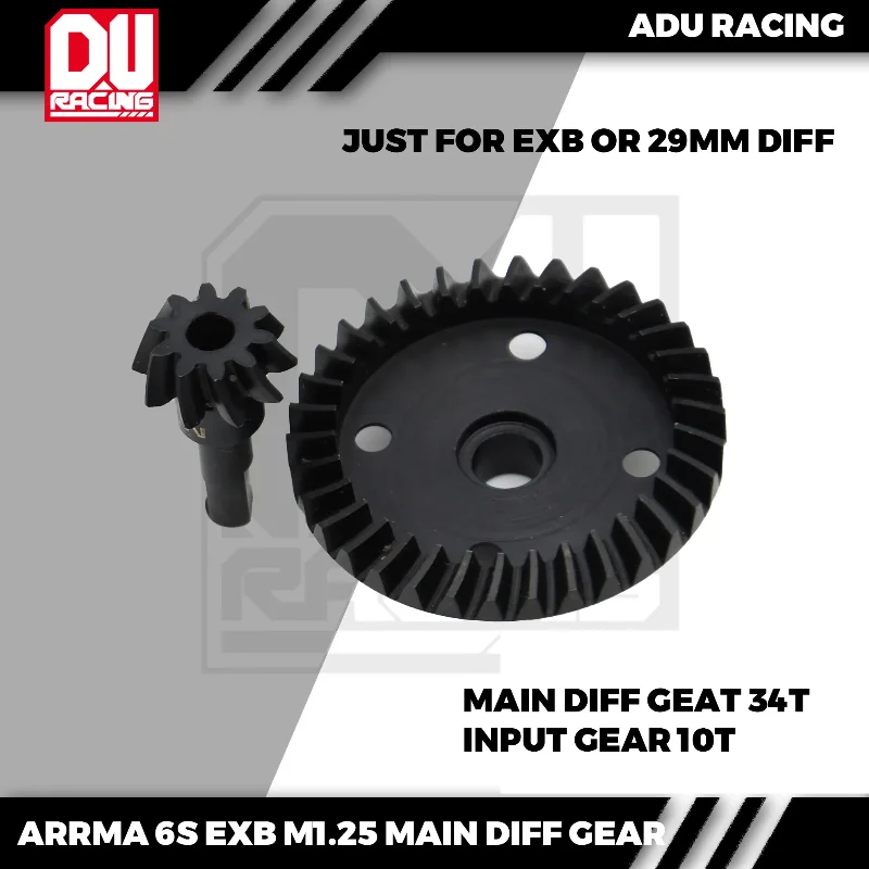 

ADU RACING 40CrMo Steel 34T Main Differential Gear + 10T input Gear Upgrade Parts ARRMA 1/8 29mm Diff EXB V6 RC Car Buggy Truck