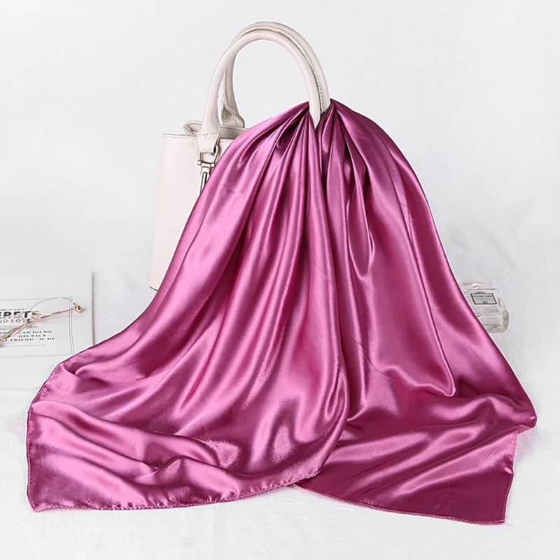 Écharpes de sauna en satin de grande taille pour femmes, hijab de la présidence, bandeau de cheveux, écharpes monochromes, châles féminins, écharpes de tête pour dames, 90x90cm