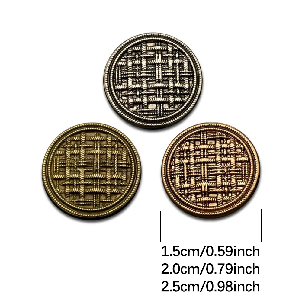 10 Pieces  Vintage Striped Mesh Metal Buttons Jacket Knitwear Sweater Clothing Sewing Accessories Simple Decorative Buttons