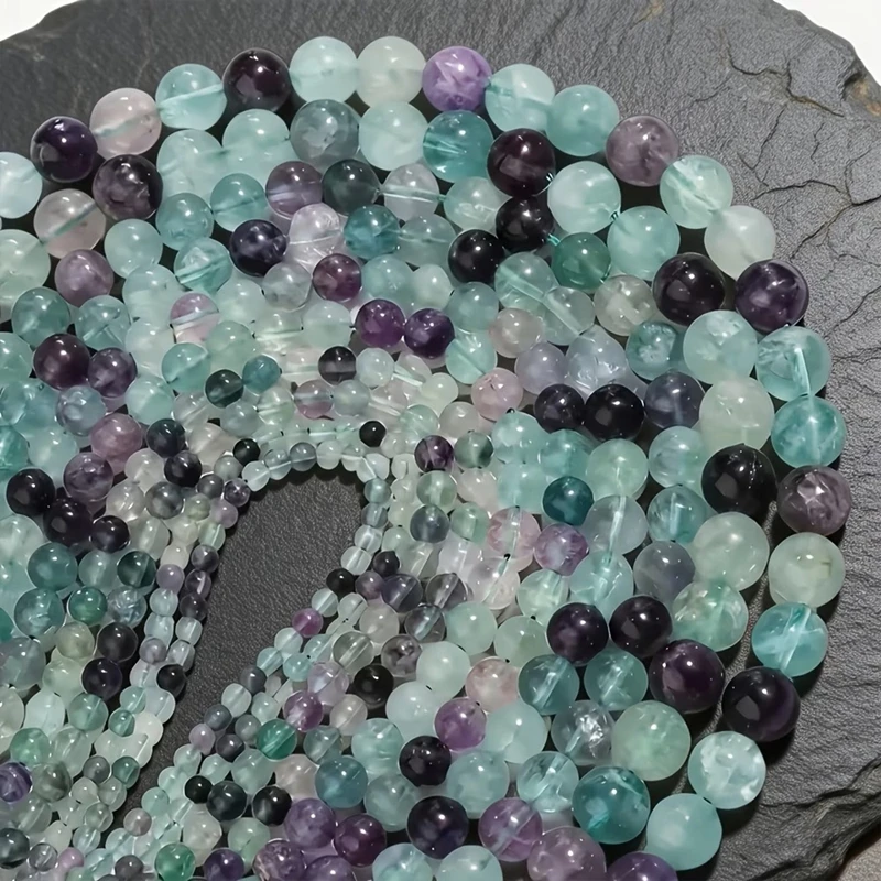 Natural Stone Beads 4 6 8 10mm Green Fluorite Round Loose Spacer Gemstone Beads for Jewelry Making DIY Bracelet Accessories view 4